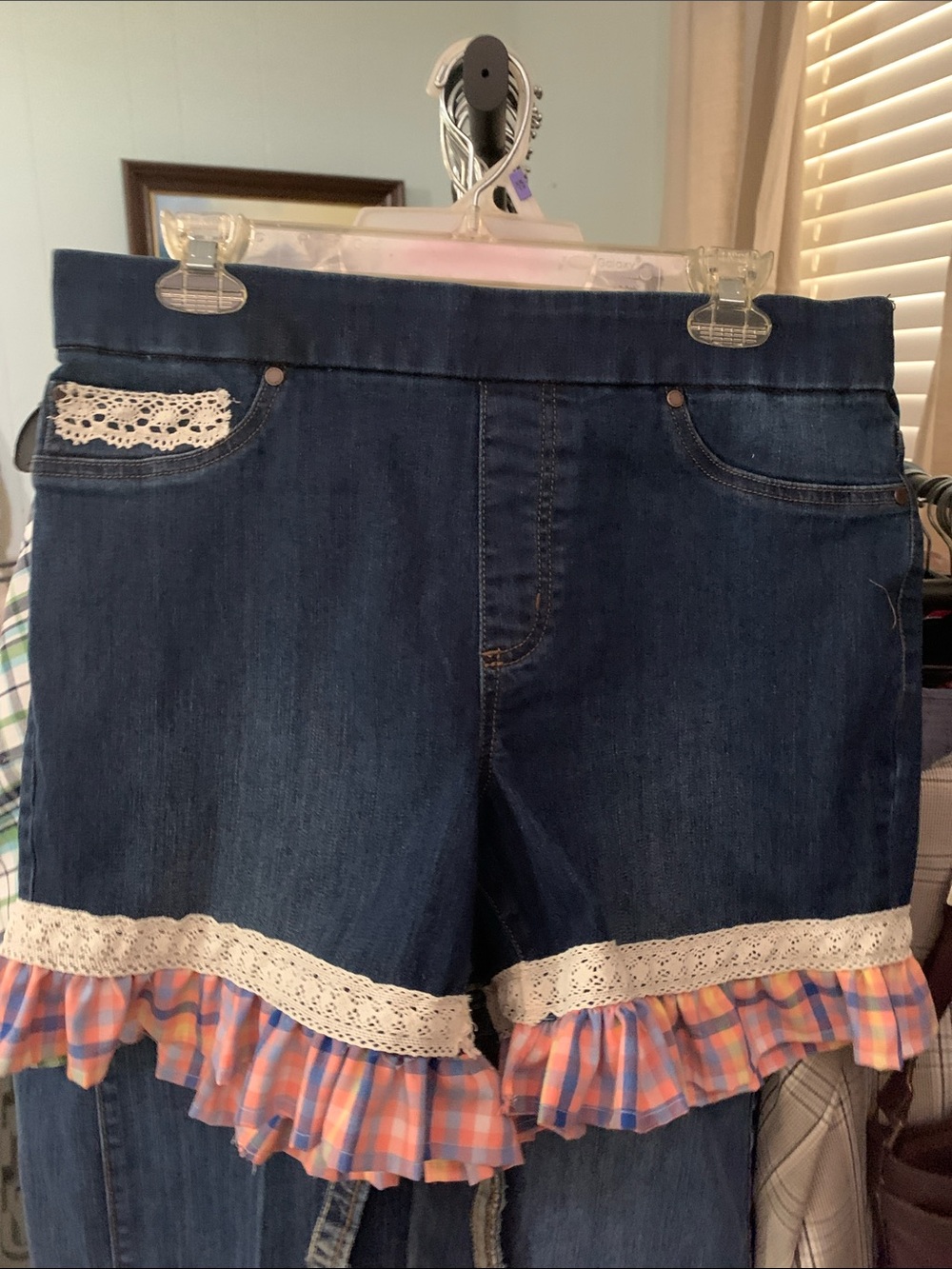 Kim Rogers Dark Wash Tummy Control Upcyclef Jean Shorts Sz 12